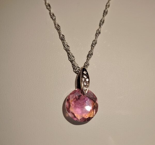 Collar Cristal Swarovski Circular Rosado - Imagen 2