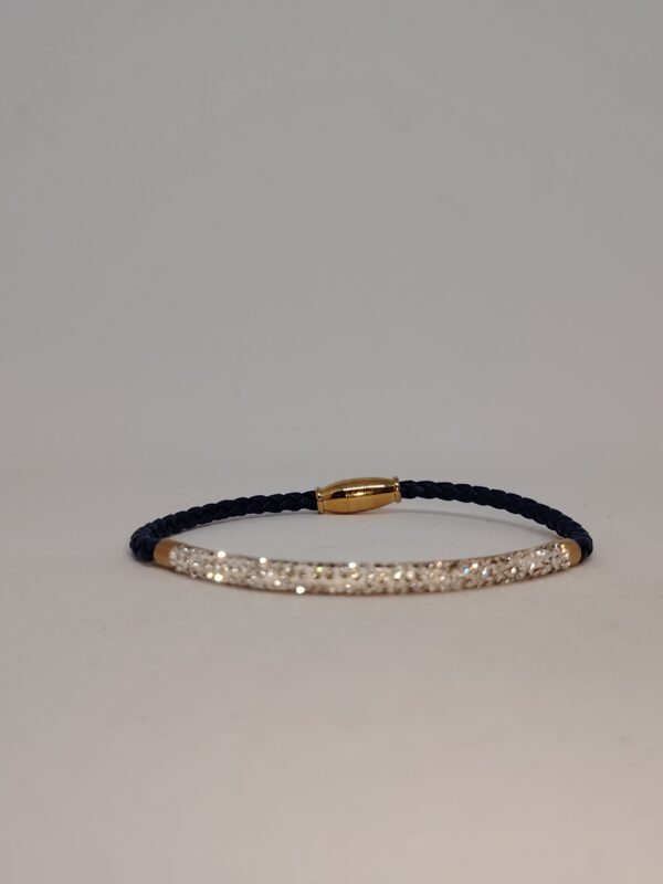 Pulsera de cuero azul rey con circones - Imagen 4
