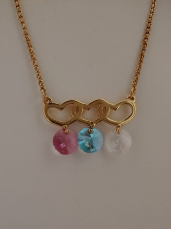 Collar Hermandad con Tres Corazones y Cristale