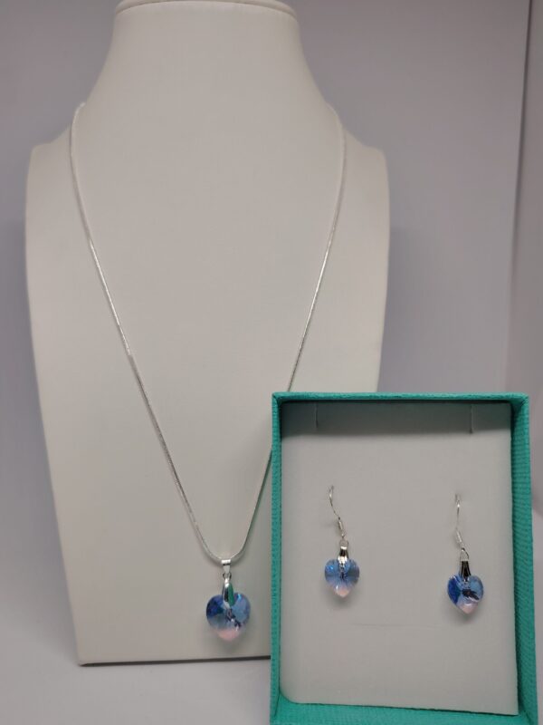 Conjunto Corazón Turquesa con Cristal Swarovski